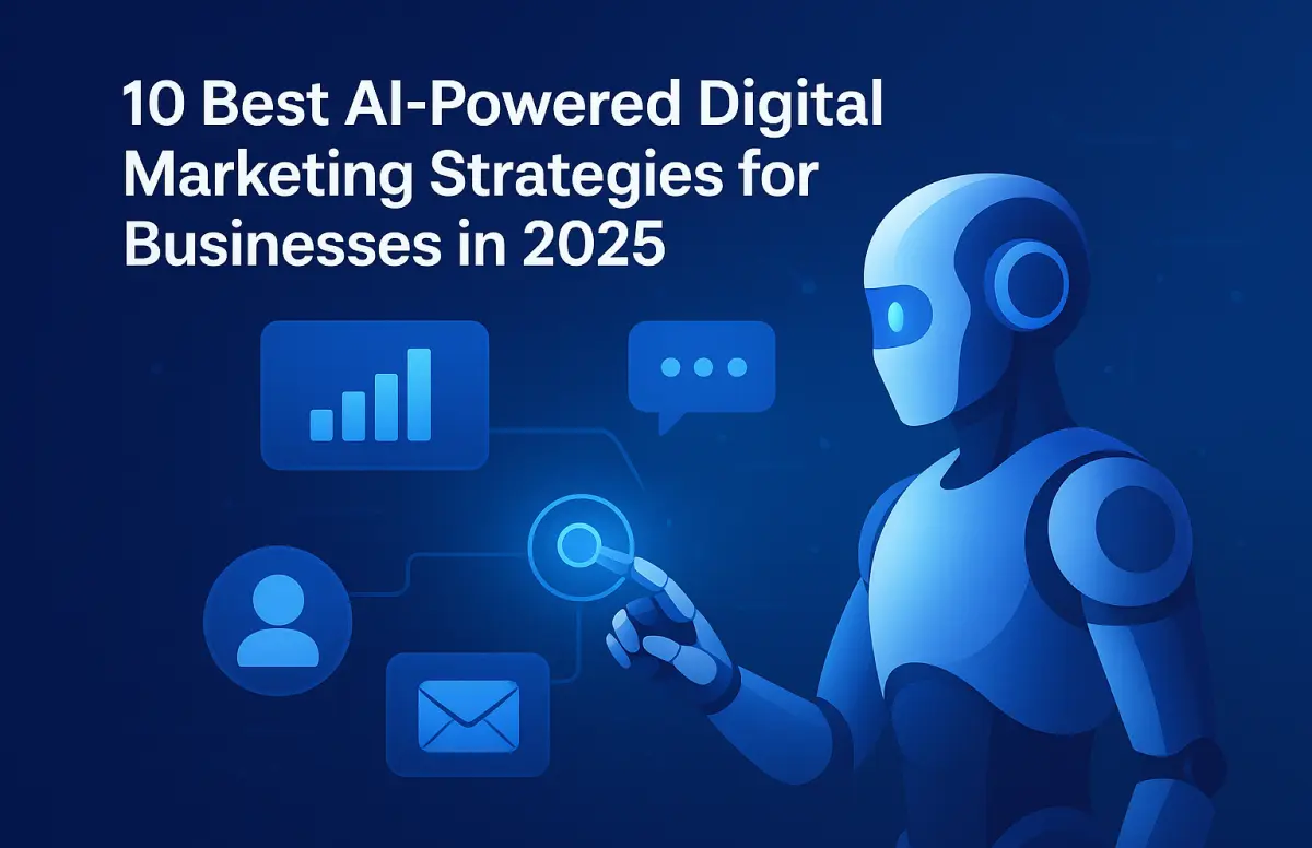 Business owner using AI tools to manage digital marketing campaigns
